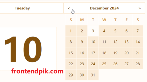 Minimal Vanilla JavaScript Calendar Component